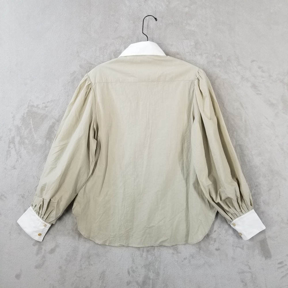 House of St. Claire Blouse Women M Beige Balloon Sleeve Italian Fabric USA Made - Picture 4 of 10